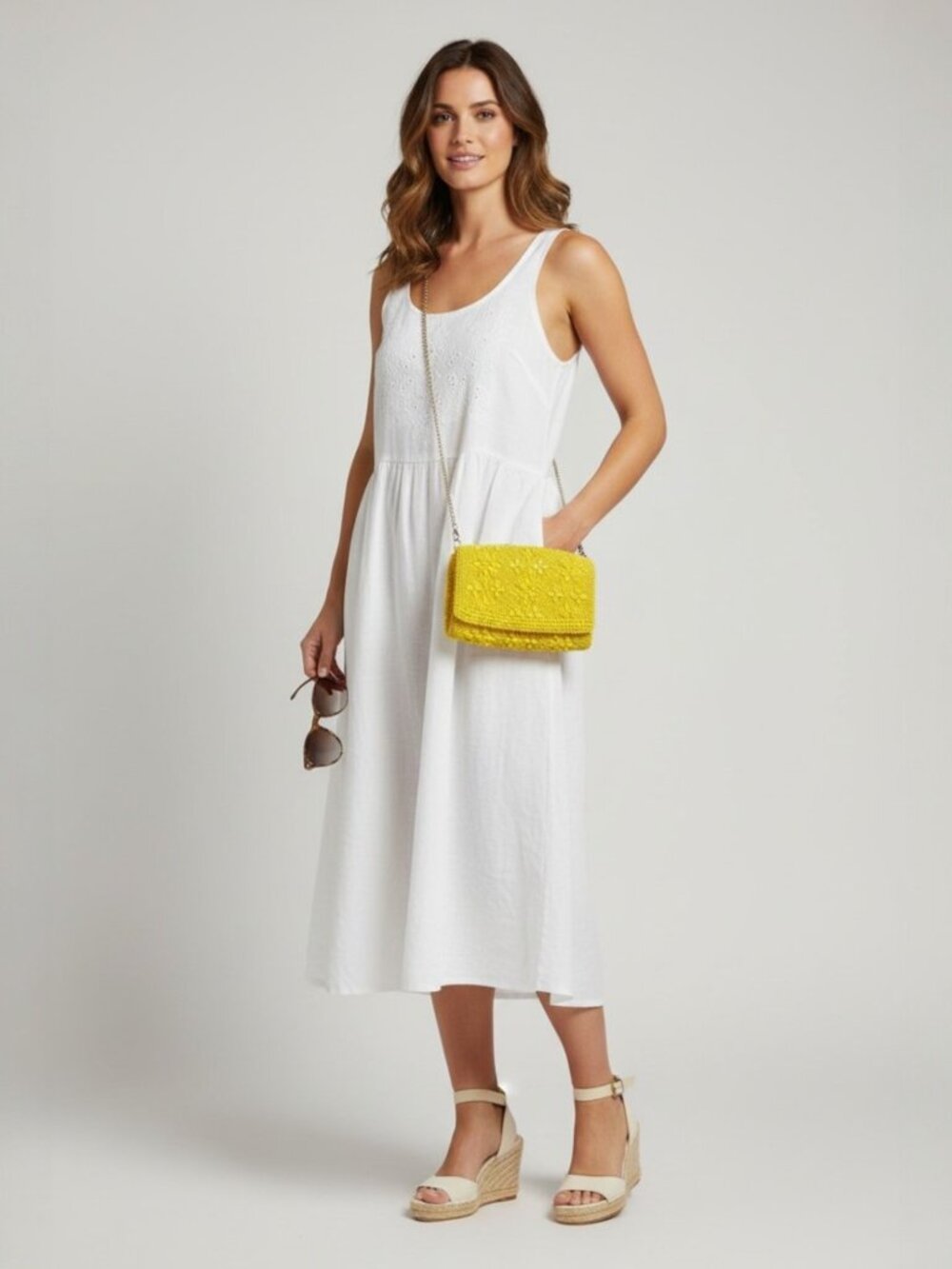 Anthropologie Yellow Beaded Crossbody Bag Boho Summer Vacation Festival Purse